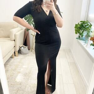 Alloy Apparel Black Bodycon Maxi Wrap Dress Size Medium